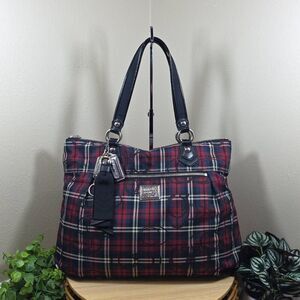 Coach Poppy Signature Tartan Glam Tote
